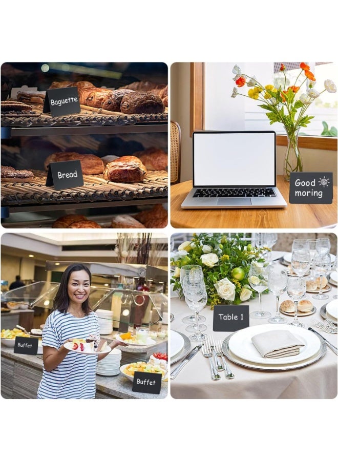 LYNLYN 12PCS Mini Chalkboard Buffet Food Labels, Reusable Acrylic Food and Price Signs with Erasable Markers and cleaning cloth for Parties and Catering（10 × 7.5 cm） - Image 3